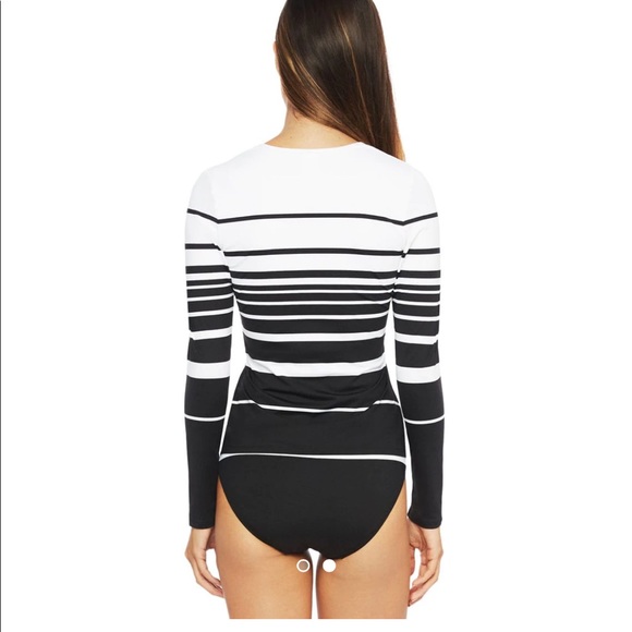Lauren Ralph Lauren Gradient Stripe Long Sleeve Rashguard 2 Piece Swimsuit - Picture 2 of 16